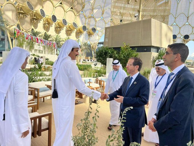 عاجل: لقاء تاریخی یجمع رئیس إسرائیل بأمیر قطر