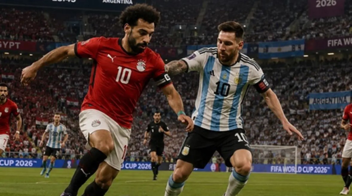 مصر تفاجئ الأرجنتين وتتقدم بهدف في الشوط الأول مصر تفاجئ الأرجنتين وتتقدم بهدف في الشوط الأول